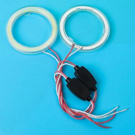 1 paire de phares LED COB Angel Eyes pour voiture, lumière blanche circulaire, diamètre 60/70/80/90/100/110/120 mm, pour moto et autres véhicules. (1/5)