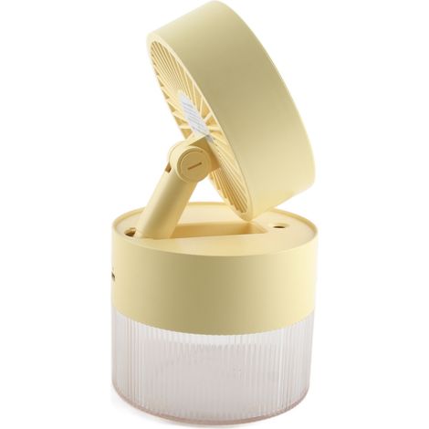 Petit ventilateur pliable bleu, petit ventilateur de bureau en plastique ABS avec port USB, fonction brumisateur, ventilateur électrique pour la maison, la bibliothèque et le bureau, jaune (1/5)