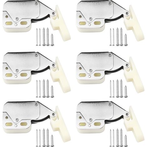 Lot de 6 mini loquets tactiles pour portes, verrous à ressort avec vis pour portes d'habitation (1/5)