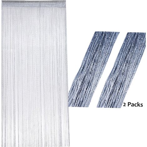 Lot de 2 rideaux à paillettes 95x200cm style spaghetti pour fenêtre, porte, pour anniversaire, mariage, fête, hôtel