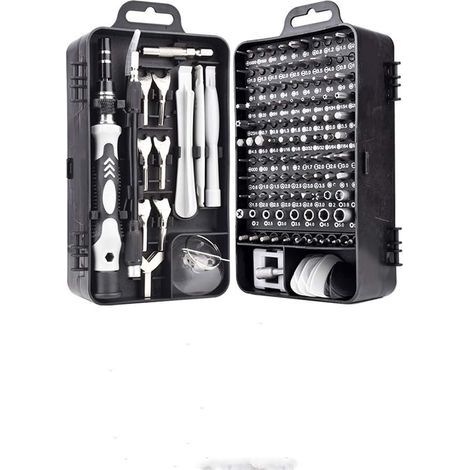 AIDUCHO Mini destornillador magnético de precisión 135 en 1 - Kit de herramientas de reparación para iPhone, portátil y reloj con organizador de almacenamiento, negro (1/5)