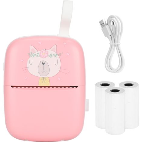 Mini Printer Hand-Held Portable Pocket Student Wrong Question Photo Printing EquipmentPink (with silicone rope) (1/5)