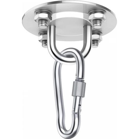 Kit de ganchos de techo resistentes, capacidad de 1000 libras, kit para colgar hamaca de acero inoxidable, silla colgante giratoria de 180°, suspensión, hamaca, yoga con tornillos de ajuste (1/4)