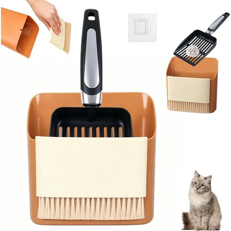 3 Piece Cat Litter Scoop Set with Stand, Broom and Tray (1/5)