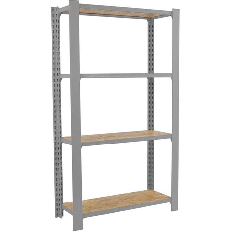 Officlick Étagère industrielle métallique gris 1500x800x300 mm (1/5)