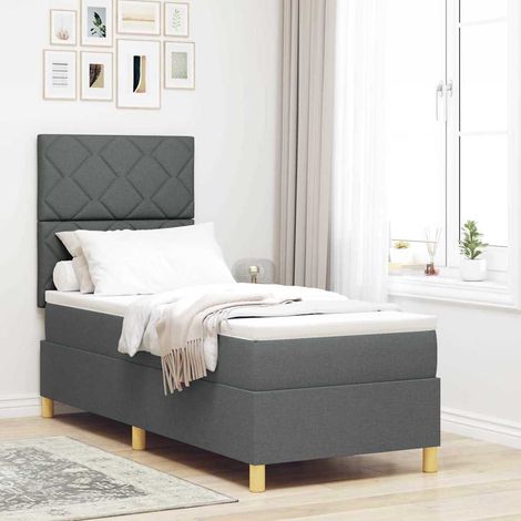 Cama Box Spring LED con cabecera Gris oscuro 80 x 200 cm tela (1/5)
