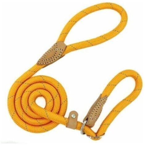 Guinzaglio a lazo per addestramento cani, riflettente, per cani di piccola, media, grande e grossa taglia - Diametro 1,0 cm x Lunghezza 150 cm (Arancione)