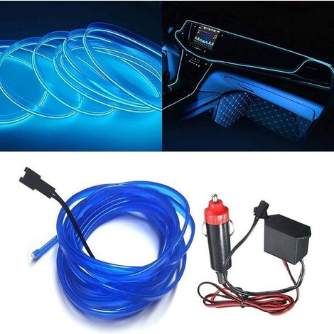 KIT LUCE ATMOSFERA BLU STRISCIA FILO FIBRA OTTICA INTERNI AUTO 12V 3 MT