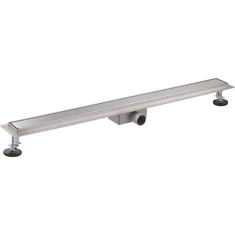 1 - Caniveau de douche - Grille réversible - Évacuation 36 L/min avec siphon anti-odeur - Pour salle de bain moderne - Inox ou à carreler - 90x7 cm (1/5)