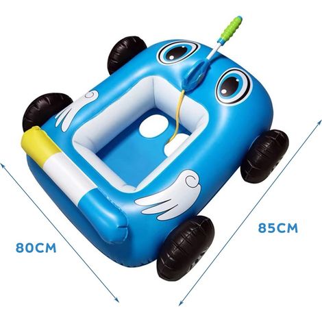Aufblasbarer Autositz für Kinder, Wasserstrahl-Pool, Kreis, Wasserspielpistole, Spielzeug, Wasser-Feuerwehrauto, Puffertank, Blau, 85 x 80 x 35 cm (1/5)