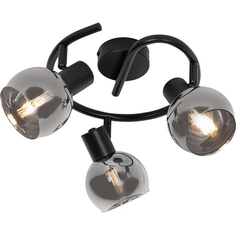 QAZQA Faretto vidro smart - Art déco - Vetro,Acciaio - Nero - Tondo E14 Max. 3 x 4.2 Watt