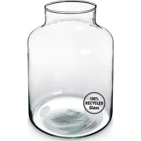 Vase en verre recyclé transparent pour fleurs 14x20 cm (1/5)
