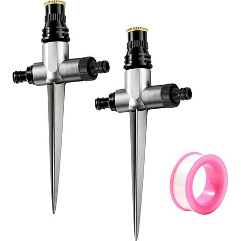 Lot de 2 arroseurs de pelouse en métal - Arc circulaire sur socle barbelé - Arroseur de jardin automatique à 360 degrés - Arroseur de jardin familial (1/5)