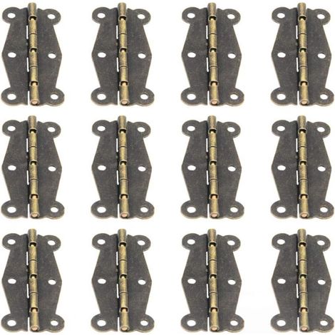 12 mini bisagras antiguas estilo retro, 4,9 x 2,3 cm, bronce, hierro. (1/5)
