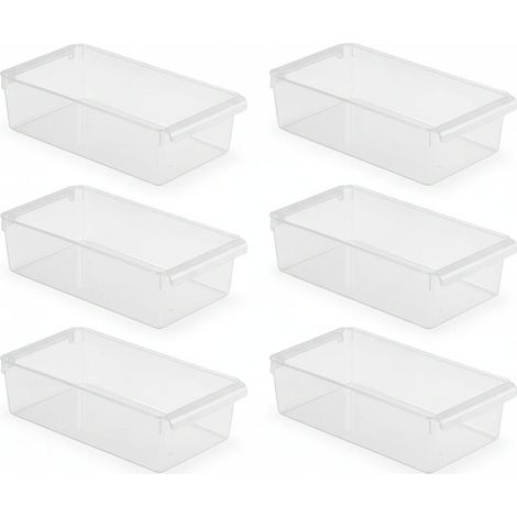 Set 6 Organizer Frigo e Cassetti HEMAX Vassoi Contenitori Salvaspazio Trasparente (1/4)