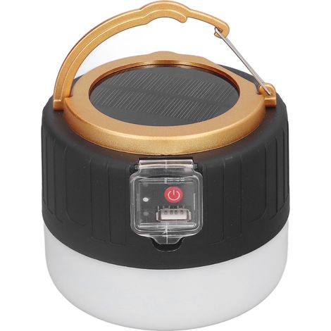 LED-Solar-Campinglampe, Notleuchte für draußen, multifunktionale Campinglampe mit Fernbedienung, USB-aufladbar (mit integriertem Akku) – 【Standardmodell】Schwarz: Lampe + USB-Kabel + englische Bedienun (1/5)