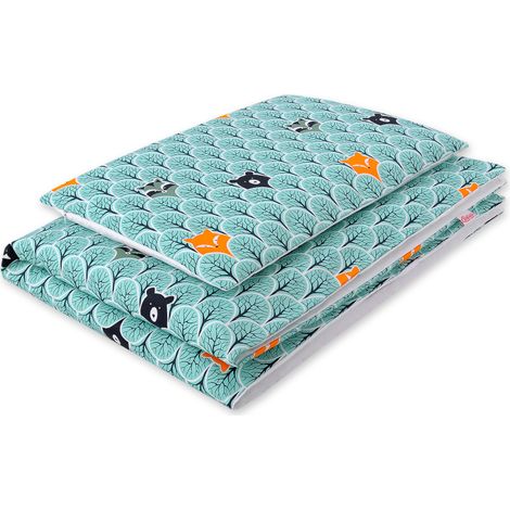 Ropa de cama infantil de algodón de dos piezas de doble cara - bosque menta (1/4)