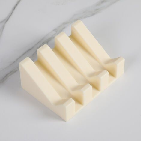Porte Savon  Porte Savon Silicone Moderne  Anti Rouille  Surface Inclinée avec Évacuation d'eau pour Mieux Conserver Le Savon  Boite à Savons Originale pour Salle de Bain ou Cuisine（beige）