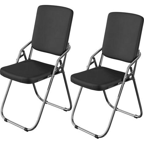 Haloyo® Set di 2 sedie da pranzo pieghevoli con schienale in similpelle – Design elegante e confortevole, ideale per sale da pranzo, giardini o eventi all'aperto, 46 x 53 x 86 cm, nero (1/5)