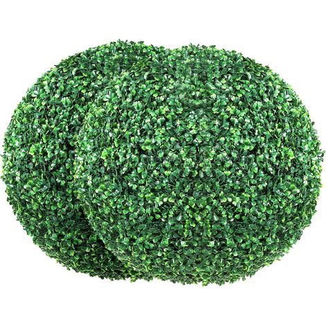 Buis Topiaire Artificiel 508 mm Boule de Buis Artificiel Extérieur 2 Fausses Plantes PE 10 Feuilles Remplaçables 2 Lumières LED pour Décoration Intérieur Jardin Terrasse Balcon Entrée Mariage (1/5)