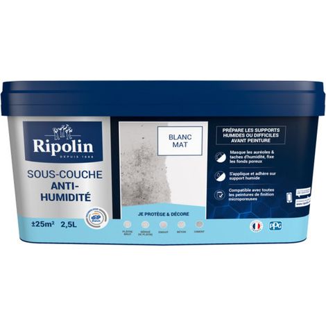 Sottostrato antimuffa opaco in latta da 2,50 litri bianco - Ripolin