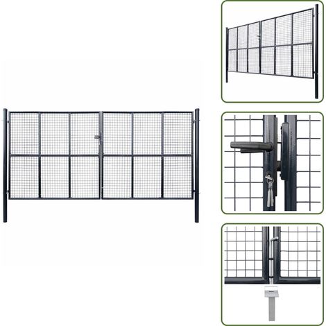 Cancello grigio - vidaXL Cancello da Giardino in Rete di Acciaio Zincato 400x200 cm Grigio - Cancello per patio