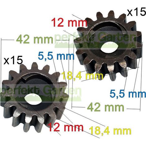 2X pignon d'entraînement (15 dents) droite + gauche pour tondeuses importées / magasin de jardinage (1/3)