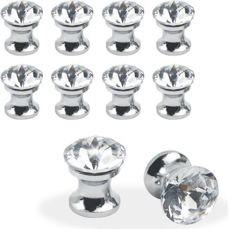 Lot de 10 mini boutons décoratifs en cristal pour tiroir, boîte à bijoux, boîte cadeau, mini poignées décoratives en diamant avec trou unique, 14 mm (1/5)