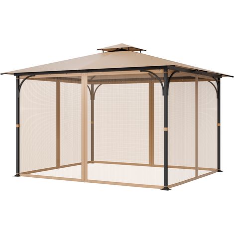 VEVOR Moustiquaire Tonnelle de 304,8x365,8x222,5 cm, Moustiquaire Gazebo Exterieur, avec Double Fermeture Eclair, Rideau de Tonnelle en Maille Anti-moucherons pour Jardin, Patio, Filet Uniquement