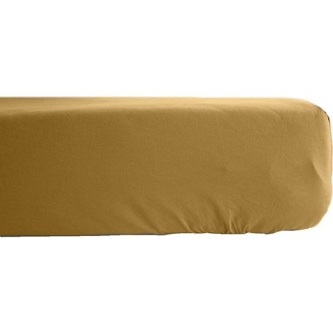 Drap housse vieil or en percale de coton 80 fils 90 cm