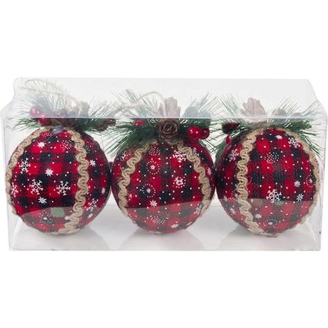 Set mit 3 Weihnachtskugeln zum Schmücken des Weihnachtsbaums, unzerbrechliche Weihnachtskugeln aus Kunststoff