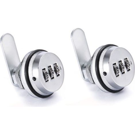 Lot de 2 cadenas à combinaison 3 chiffres sans clé en alliage de zinc pour tiroir, armoire ou coffre-fort