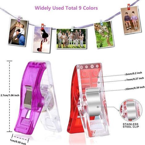 (Couleurs Assorties)50 PCS Pinces à Coudre, Pince Couture Clip Multifonctionnelles, Pinces de Bricolage pour la Couture, la (1/4)