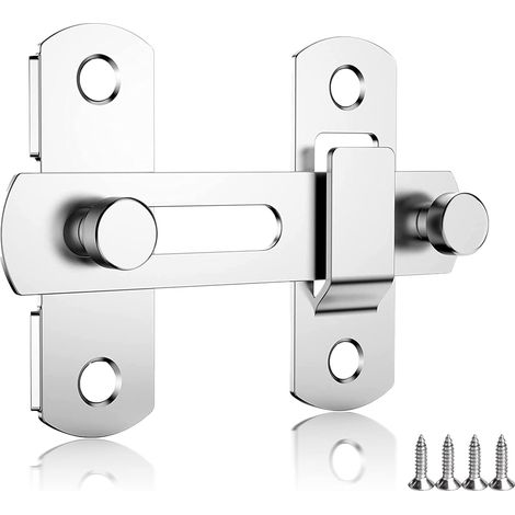 Loquet Porte Coulissante Inox, Targette de Porte 180° Retourné, Verrou Porte Intérieur 100 x 70 x 20 mm, Avec 4 Vis, Convient pour Porte, Fenêtre, Jardin, Salle de Bain (1/5)