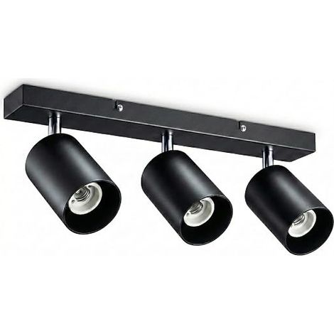 Ceiling Light 3 Adjustable Spotlights, Matt Black, Rectangular Industrial Modern Metal Light Fixture for Living Room, Kitchen, Bedroom, GU10 Socket (No Bulb) (1/5)