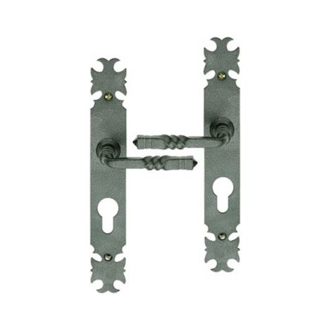 Ouvre&Déco – Lot de 2 poignées de porte ARMORIQUE en fer forgé patiné – Entraxe 195 mm pour serrures à relevage – Design rustique