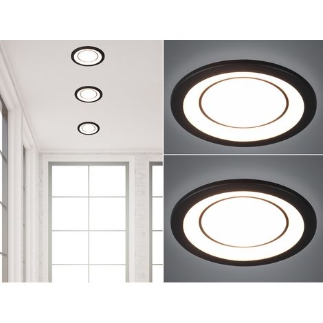 Runder LED Deckeneinbaustrahler 2er Set in Schwarz matt Ø 14,8cm (1/5)