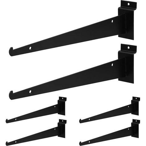 Set of 6 Metal Shelf Brackets for Groove Panels Slatwall Hooks Wall Mounted Storage Shelf Easy Mounting Garage Warehouse Store 12.60 X 3.15 X 1.57 in (1/5)