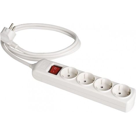 Prolongateur 4 prises bipolaires 16A 250V avec obturateur + interrupteur SOLERA 18014IL