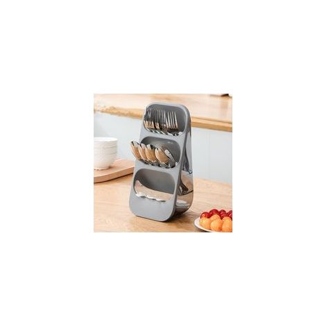 ��gouttoir �� couverts de comptoir �� 3 niveaux - Support de vaisselle - Fourchette de table - Baguettes - Rangement pour ustensiles de cuisine (gris)
