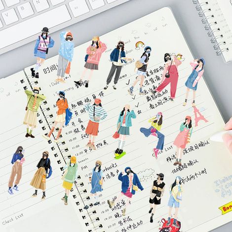 40 autocollants à l'effigie de filles, à décorer soi-même : carnets, journaux, coques de téléphone, gourdes… (1/5)