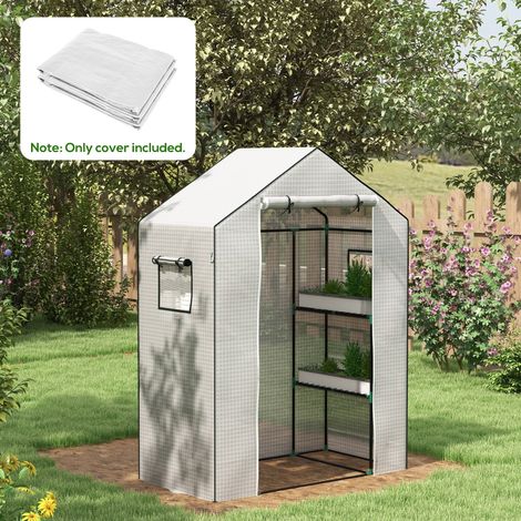 Housse de rechange serre 140x73x190 cm en polyéthylène blanche, protection UV pour potager – MEUBLIV (1/5)
