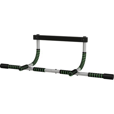 Barre de traction multifonctionnelle avec poignées antidérapantes pliable 110 kg pour salon multifonctionnelle, fixée mur, antidérapantes, capacité charge grise noire. (1/5)
