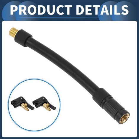 Pièce de pompe à pied Tuyau gonflage pneu 4,72" 7,8mm ID voiture Adaptateur valve pneu avec embout Caoutchouc Noir (1/5)