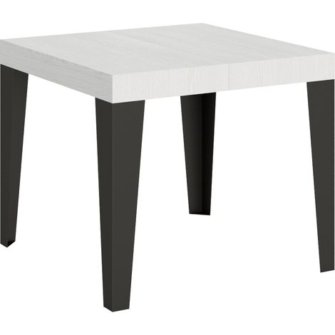 Table Extensible 90X90/246 Cm Frêne Blanc Flamme Structure Anthracite (1/4)