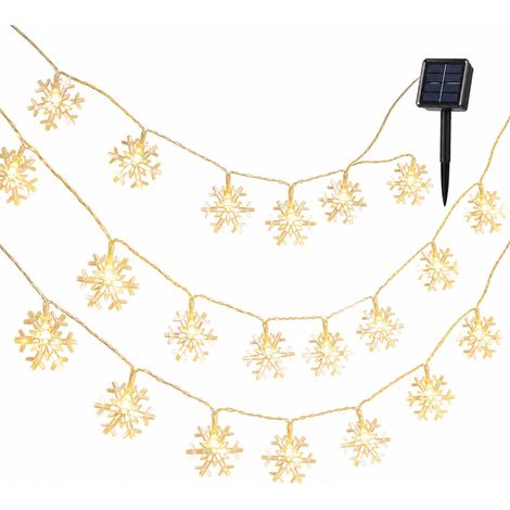 Guirlande Lumineuse LED Solaire Flocons de Neige, Blanc Chaud, Étanche pour Jardin, Camping et Tente, 100 LED (1/5)