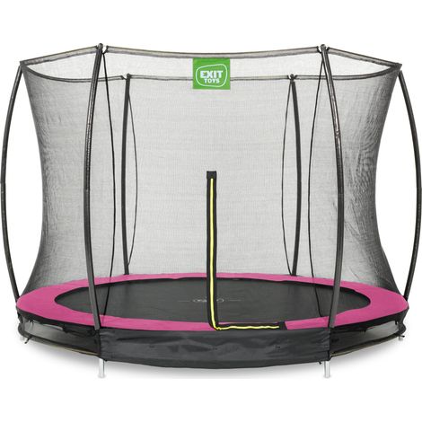 EXIT Silhouette Ground Trampoline 8ft with Safety Net – Pink