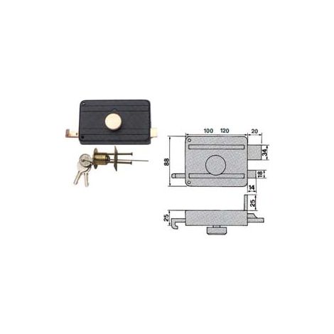 SERRATURE DA PORTONCINO CON POMOLO INTERNO CATENACCIO E SCROCCO 270CS  mm.60 (270/CS)    ICSA