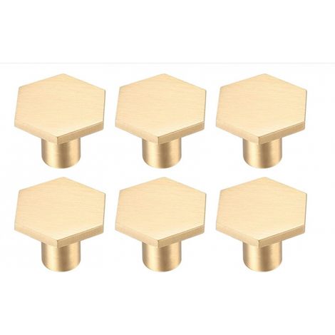 SHINING HOUSE Stück Türknöpfe, Messing-Schrankknöpfe, goldene Möbelknöpfe, Kommoden-Schubladenknöpfe, sechseckiger Einlochgriff für Küche, Büro, Schrank (34 x 21 mm) (1/4)