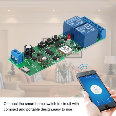 Commutateur Wifi intelligent, Module universel, 2 canaux, USB, minuterie sans fil, application de téléphone, télécommande vocale pour la maison (1/5)